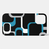Quadrate Muster Retro Blue Grau Schwarz Case-Mate iPhone Hülle (Rückseite (Horizontal))
