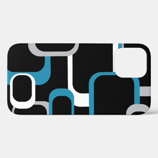 Quadrate Muster Retro Blue Grau Schwarz Case-Mate iPhone Hülle (Rückseite (Horizontal))