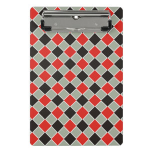 Quadrate Muster schwarz rot weiß + dein Hintergrun Mini Klemmbrett