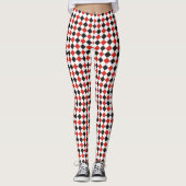 Quadrate Muster schwarz rot weiß + Ihr Backgr. Leggings (Vorderseite)