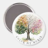 QUADRATE ODER RUNDE MAGNET 4-SAISON-BÄUME PERSONAL (Vorderseite/Rückseite)