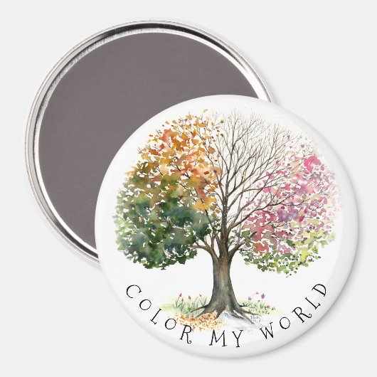 QUADRATE ODER RUNDE MAGNET 4-SAISON-BÄUME PERSONAL (Vorderseite/Rückseite)