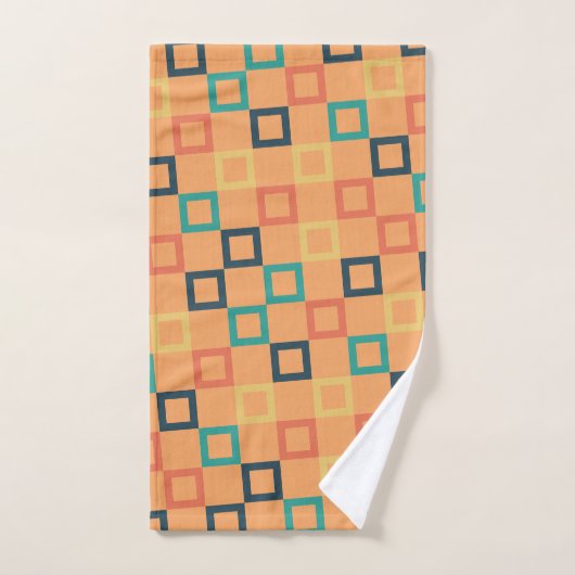 Quadrate Peach Blue Minimal Muster Badhandtuch Set (Handtuch)