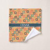 Quadrate Peach Blue Minimal Muster Badhandtuch Set (Waschlappen)