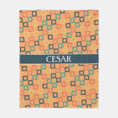 Quadrate Peach Blue Minimal Muster Fleecedecke (Vorderseite)