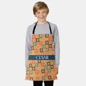 Quadrate Peach Blue Minimal Muster Schürze (Getragen)