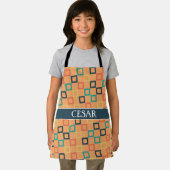 Quadrate Peach Blue Minimal Muster Schürze (Insitu)