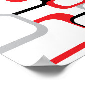 Quadrate Retro Muster Schwarz Grau Weiß Poster (Ecke)