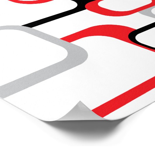 Quadrate Retro Muster Schwarz Grau Weiß Poster (Ecke)