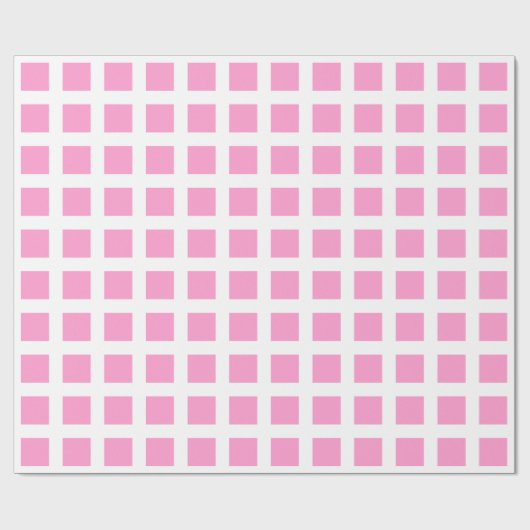 Quadrate - Rosa auf Weiß Geschenkpapier (Flach)