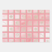 Quadrate rosa Blumenmuster Geschenkpapier Set (Vorderseite 3)
