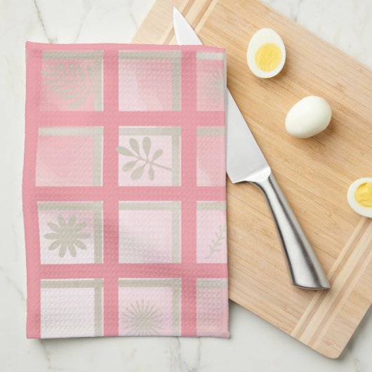 Quadrate rosa Blumenmuster Geschirrtuch (Viertel Falte)