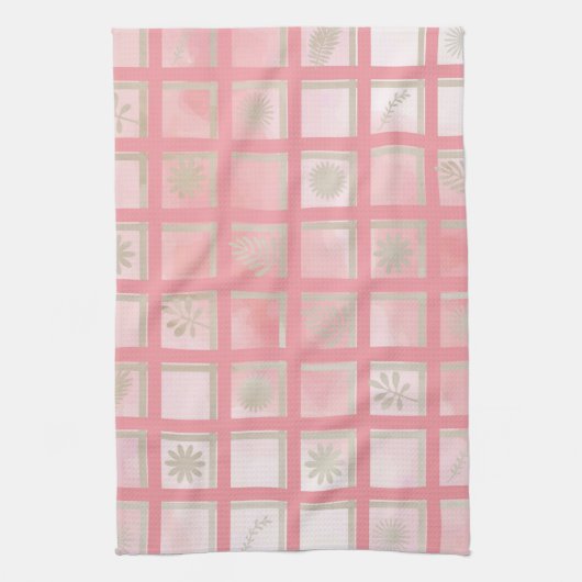 Quadrate rosa Blumenmuster Geschirrtuch (Vertikal)