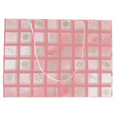 Quadrate rosa Muster Große Geschenktüte (Rückseite)