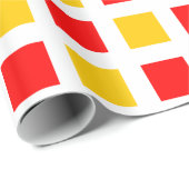 Quadrate - Rot und Gelb auf Weiß Geschenkpapier (Rolleneckpunkt)