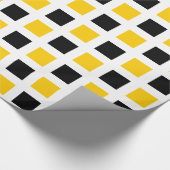 Quadrate - Schwarz und Gelb auf Weiß Geschenkpapier (Ecke)