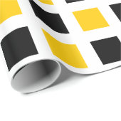 Quadrate - Schwarz und Gelb auf Weiß Geschenkpapier (Rolleneckpunkt)