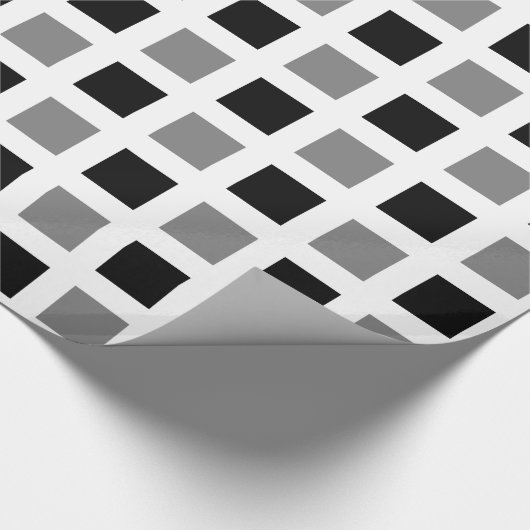 Quadrate - Schwarz und Grau auf Weiß Geschenkpapier (Ecke)