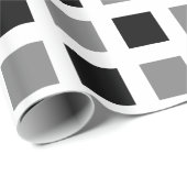 Quadrate - Schwarz und Grau auf Weiß Geschenkpapier (Rolleneckpunkt)