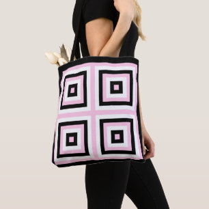 Quadrate schwarz, weiß und rosa tasche