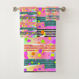 Quadrate + Streifen Kids-Geschenk Badhandtuch Set