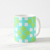 Quadrate und Diamanten in Cyan Kaffeetasse (VorderseiteRechts)