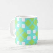 Quadrate und Diamanten in Cyan Kaffeetasse (Vorderseite Links)