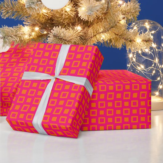 Quadrate und Kästchen Muster DIY Farben Rasp Rosa Geschenkpapier (Feiertage)