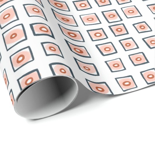 Quadrate und Kreise handgezeichnetes Musterpapier Geschenkpapier (Rolleneckpunkt)