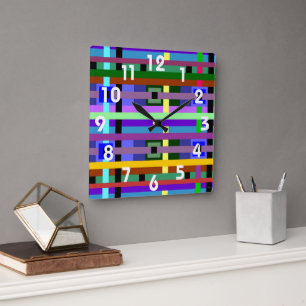 Quadrate und Linearhalterung Quadratische Wanduhr