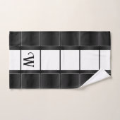 Quadrate und Linien mit schwarzer und weißer Geome Badhandtuch Set (Handtuch)
