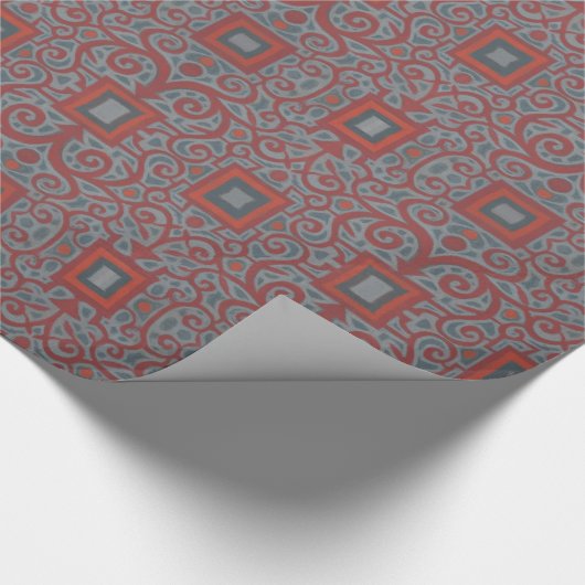 Quadrate und Spitzen, arabesque Muster, graue Terr Geschenkpapier (Ecke)