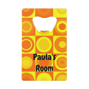 Quadrate von Funky Retro Orange Yellow Circles Geldbeutel Flaschenöffner