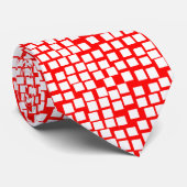 Quadrate - Weiß auf Rot Krawatte (Gerollt)
