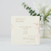 Quadratisch Boho Pampas Creme Hochzeit Zusammen (Stehend Vorderseite)