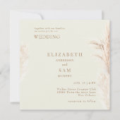 Quadratisch Boho Pampas Creme Hochzeit Zusammen (Vorderseite)