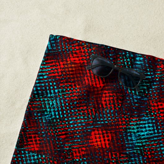 quadratisch gekratzt rot und blau strandtuch (Beispiel)