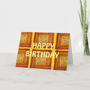 quadratisch retro braun gelb Alles Gute zum Geburt Karte