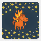 Quadratische Aufkleber mit einem roten Pferd (Vorderseite)