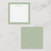 Quadratische Basic-Gingham-Sagegrün-Rand Mitteilungskarte (Vorne/Hinten)