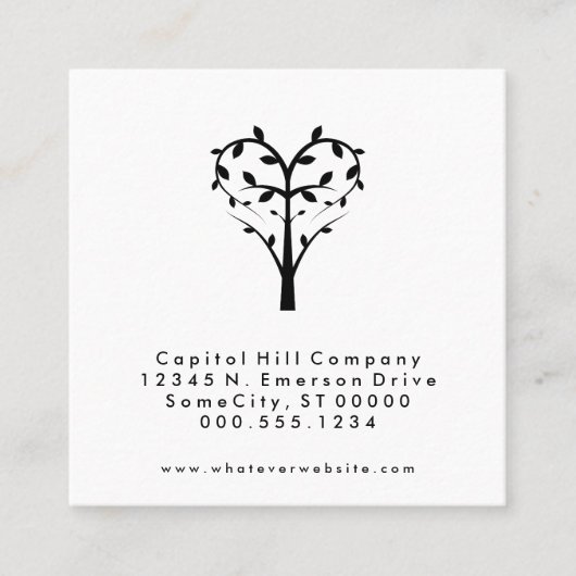 quadratische Baumherz-Verabredungs-Erinnerung Terminkarte (Vorderseite)