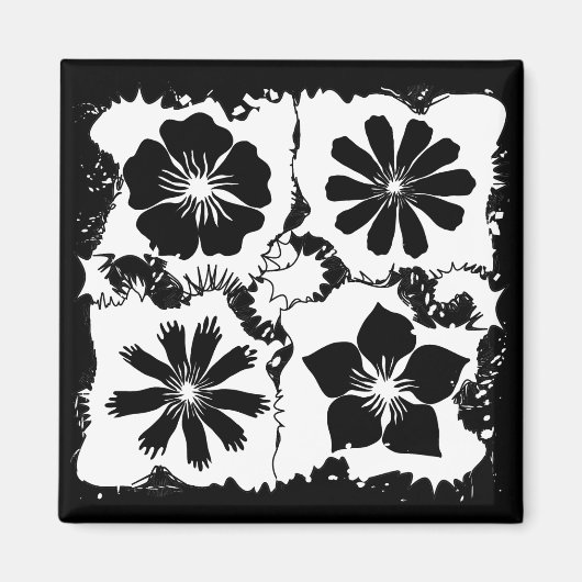 quadratische Blume Magnet (Vorne)