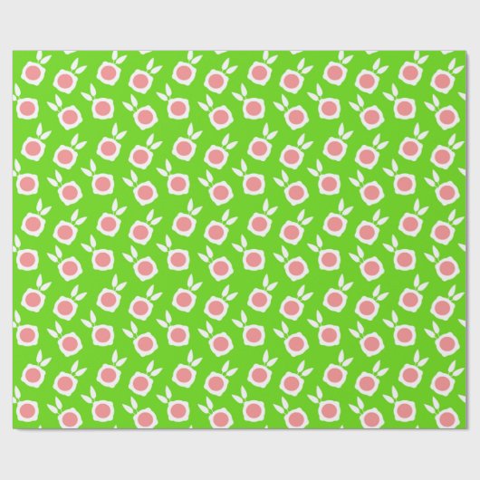 quadratische Blumen grün Geschenkpapier (Flach)
