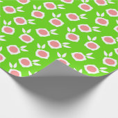 quadratische Blumen grün Geschenkpapier (Ecke)
