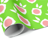 quadratische Blumen grün Geschenkpapier (Rolleneckpunkt)