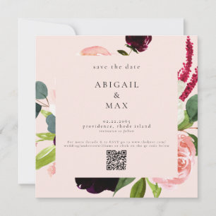 Quadratische Blush-Farbige Blumige Hochzeit - Term