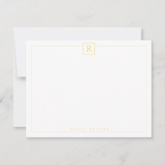 Quadratische Border Yellow Note Card Mitteilungskarte (Vorderseite)