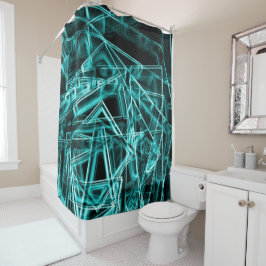 Quadratische Ecken und zyklische oder himmelblaue  Duschvorhang