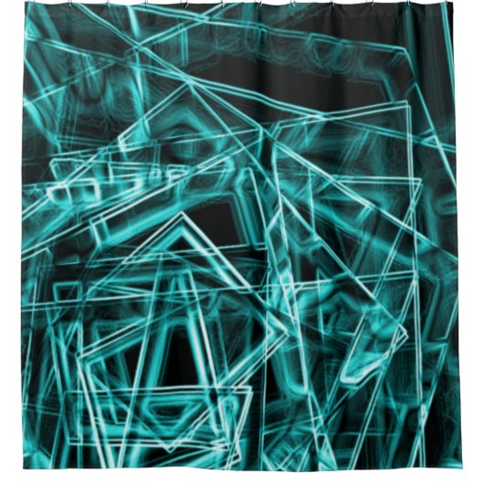 Quadratische Ecken und zyklische oder himmelblaue Duschvorhang (Vorderseite)