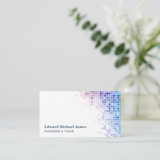 quadratische Fliesen, Fußboden, Flieseninstallateu Visitenkarte (Stehend Vorderseite)